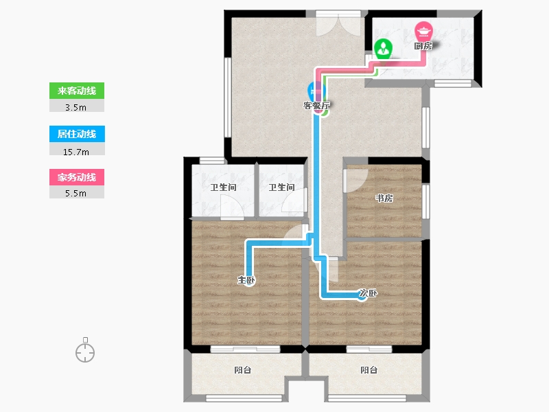 陕西省-西安市-兴庆御苑-88.74-户型库-动静线