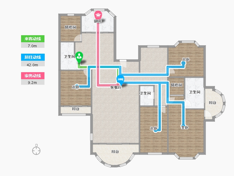 浙江省-杭州市-南都德加公寓-西区-185.47-户型库-动静线