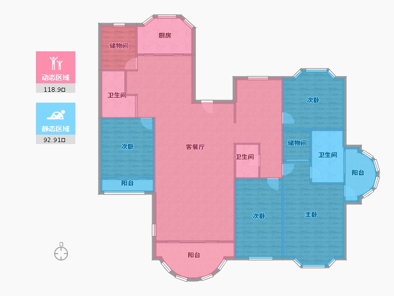 浙江省-杭州市-南都德加公寓-西区-185.47-户型库-动静分区