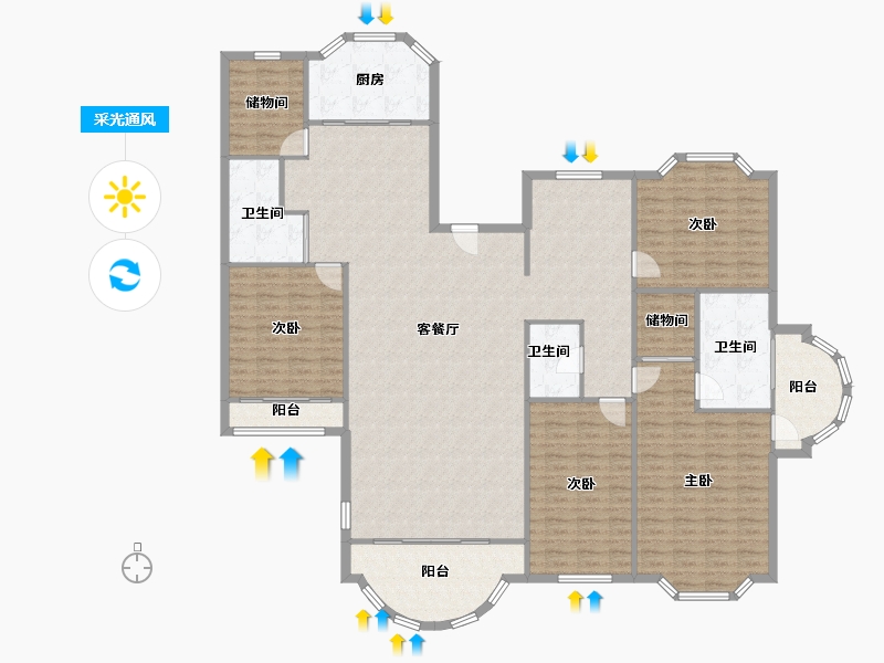 浙江省-杭州市-南都德加公寓-西区-185.47-户型库-采光通风