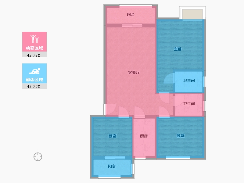 河南省-郑州市-汇泉西悦城-82.00-户型库-动静分区