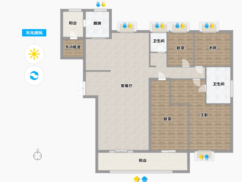 湖北省-黄石市-碧桂园磁湖半岛-207.00-户型库-采光通风