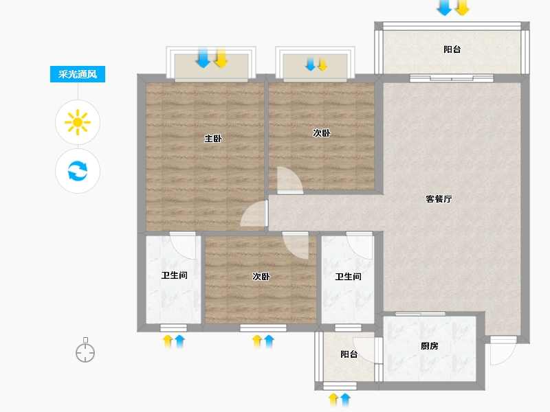 海南省-海口市-西秀绿洲-93.00-户型库-采光通风