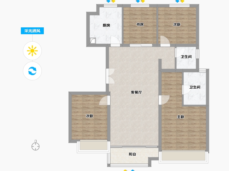 山东省-济南市-三盛璞悦湾-102.40-户型库-采光通风