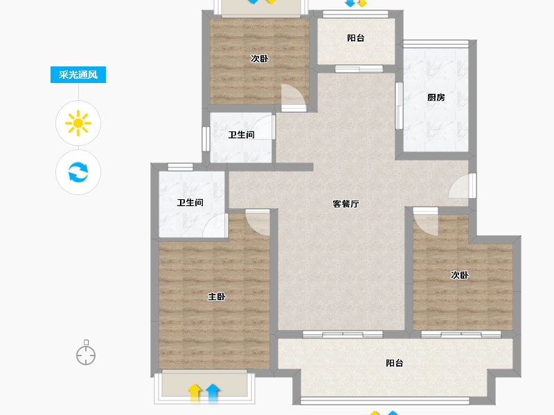 河南省-南阳市-中央公园-101.57-户型库-采光通风