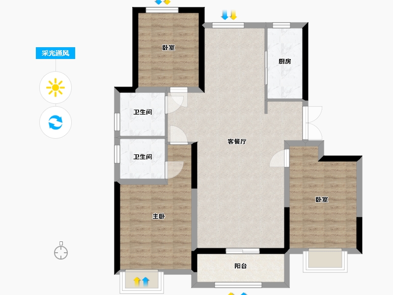 河北省-邢台市-天地领峯-101.31-户型库-采光通风