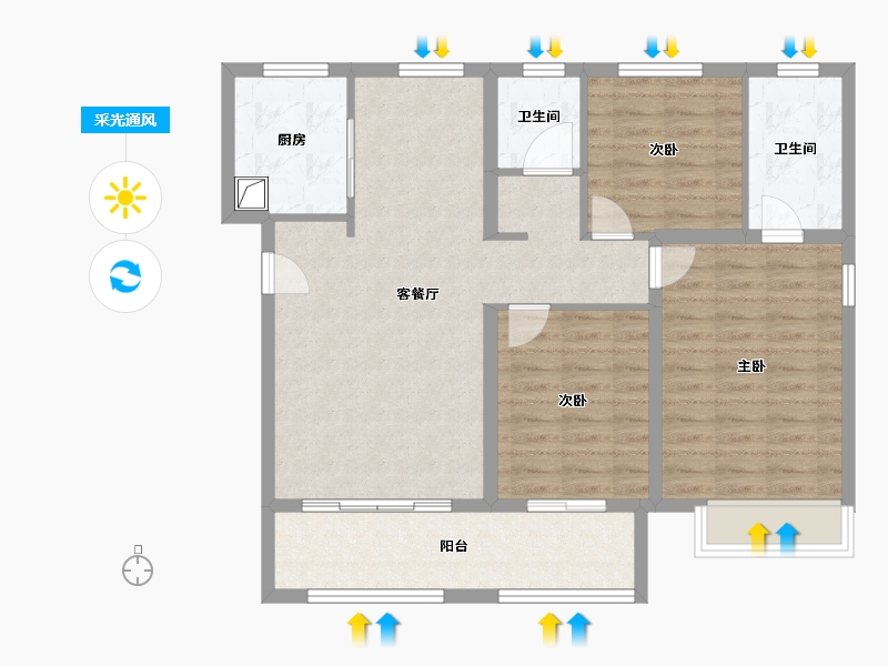 山东省-济南市-远洋湖印都会-93.00-户型库-采光通风