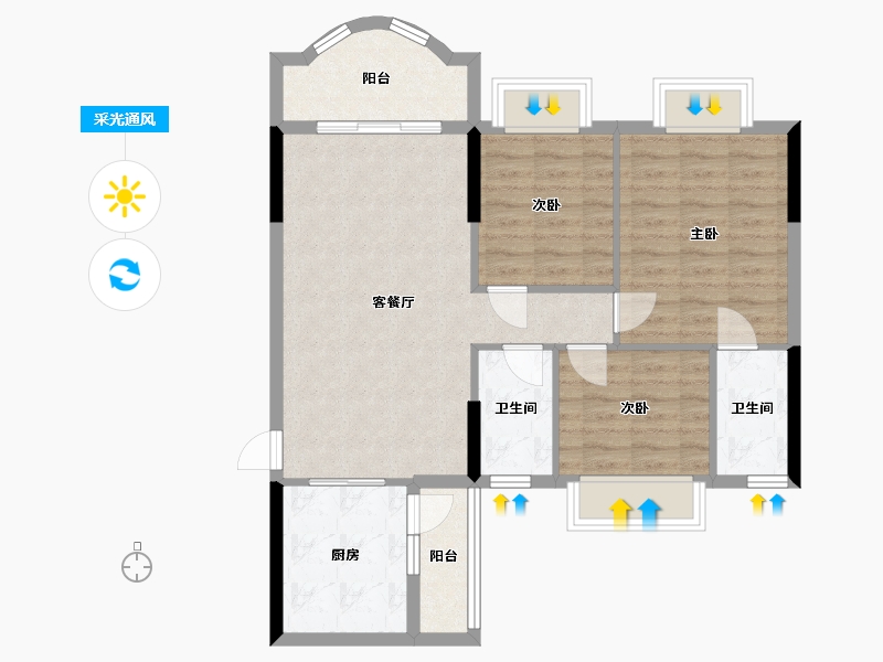 广东省-佛山市-东圣维拉-89.00-户型库-采光通风