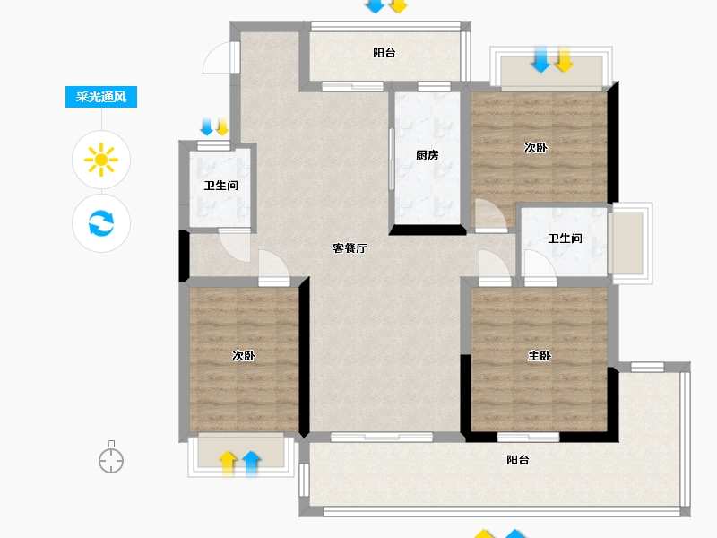 河南省-南阳市-金水湾-104.00-户型库-采光通风