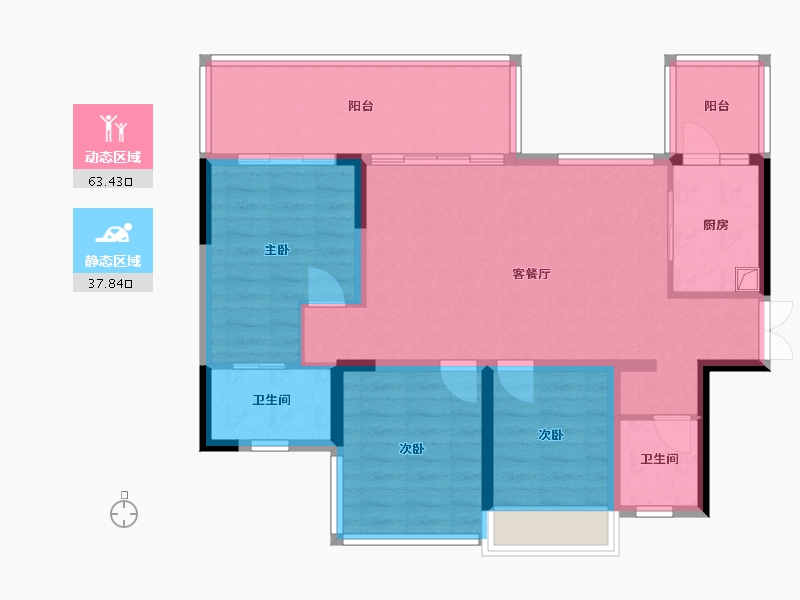 四川省-凉山彝族自治州-观澜府-86.62-户型库-动静分区