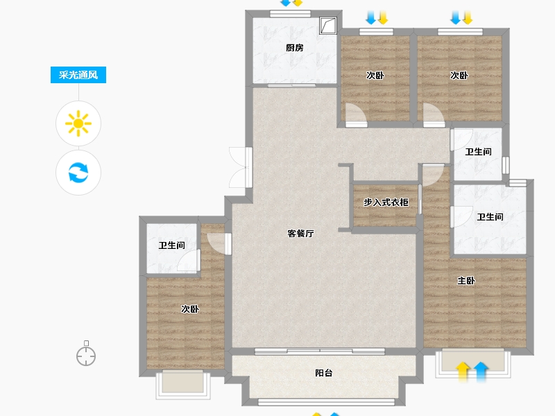 山西省-太原市-华侨城天鹅堡-150.00-户型库-采光通风