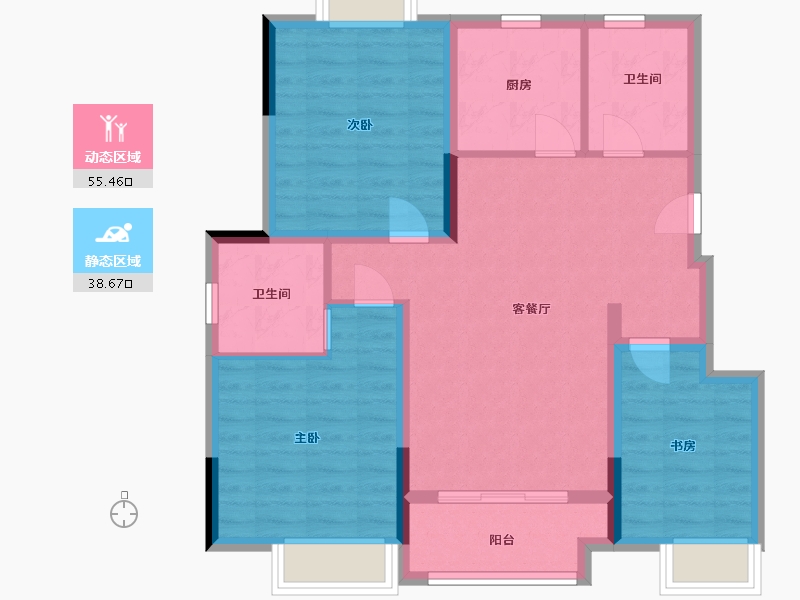 江苏省-徐州市-汉润家园-84.41-户型库-动静分区