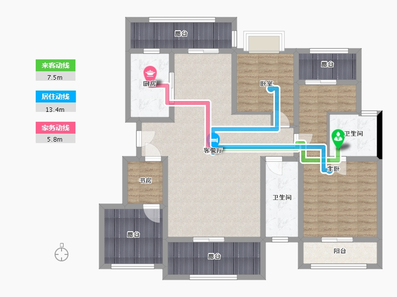 湖南省-岳阳市-富兴御城-99.40-户型库-动静线