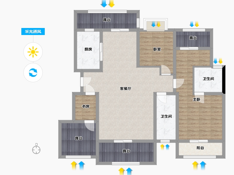 湖南省-岳阳市-富兴御城-99.40-户型库-采光通风