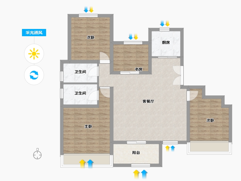 河南省-许昌市-观湖珑府-111.78-户型库-采光通风