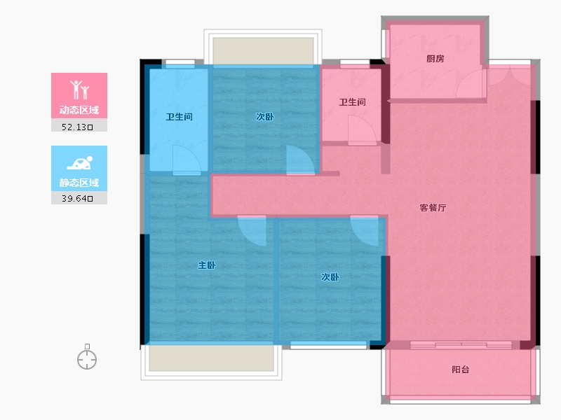 湖南省-益阳市-梓湖馨苑小区-92.08-户型库-动静分区