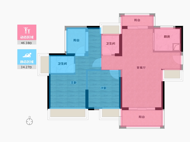 广东省-惠州市-牧云左岸-76.00-户型库-动静分区