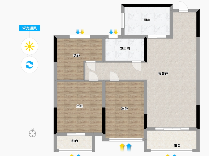 山东省-济宁市-清华苑-91.68-户型库-采光通风