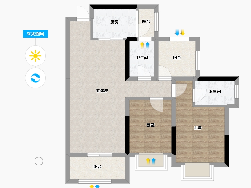 广东省-惠州市-逸基乐天阁-71.20-户型库-采光通风