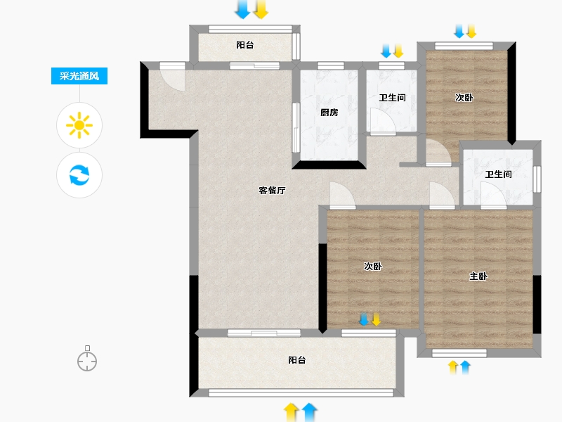 湖北省-孝感市-居合幸福里-92.59-户型库-采光通风