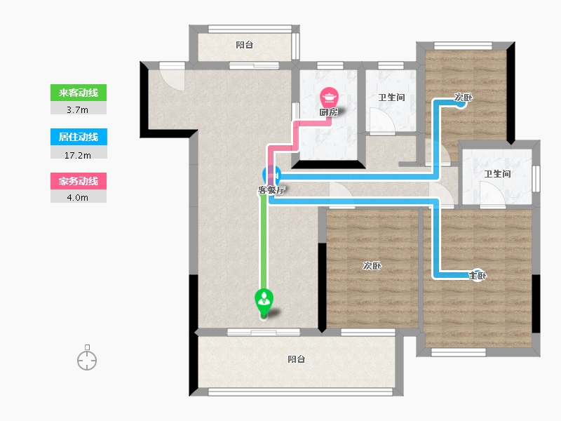 湖北省-孝感市-居合幸福里-92.59-户型库-动静线