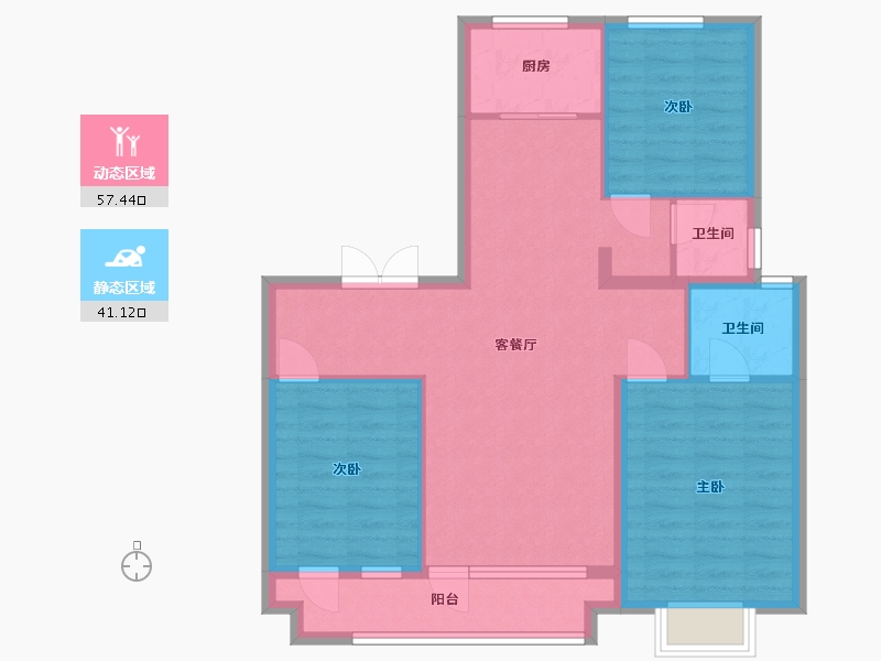 辽宁省-丹东市-丹宸府-98.49-户型库-动静分区