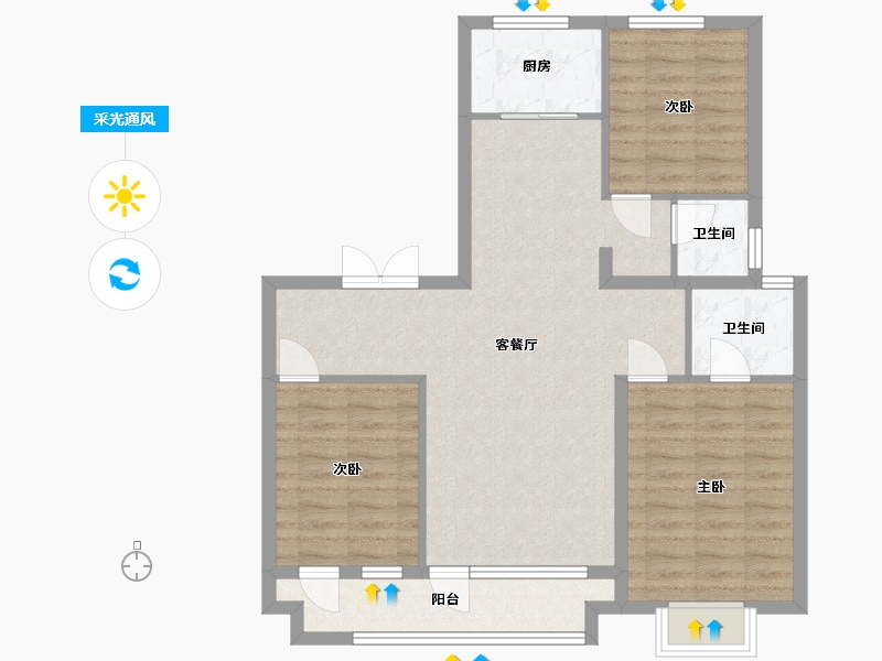 辽宁省-丹东市-丹宸府-98.49-户型库-采光通风