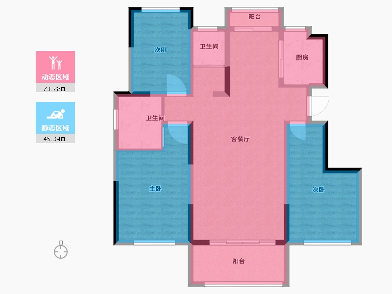 河南省-三门峡市-富澳华庭-107.00-户型库-动静分区