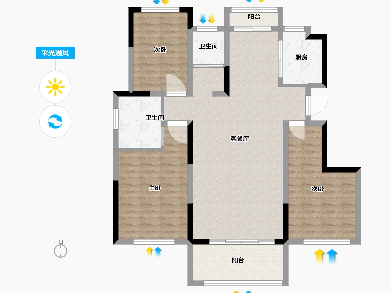 河南省-三门峡市-富澳华庭-107.00-户型库-采光通风