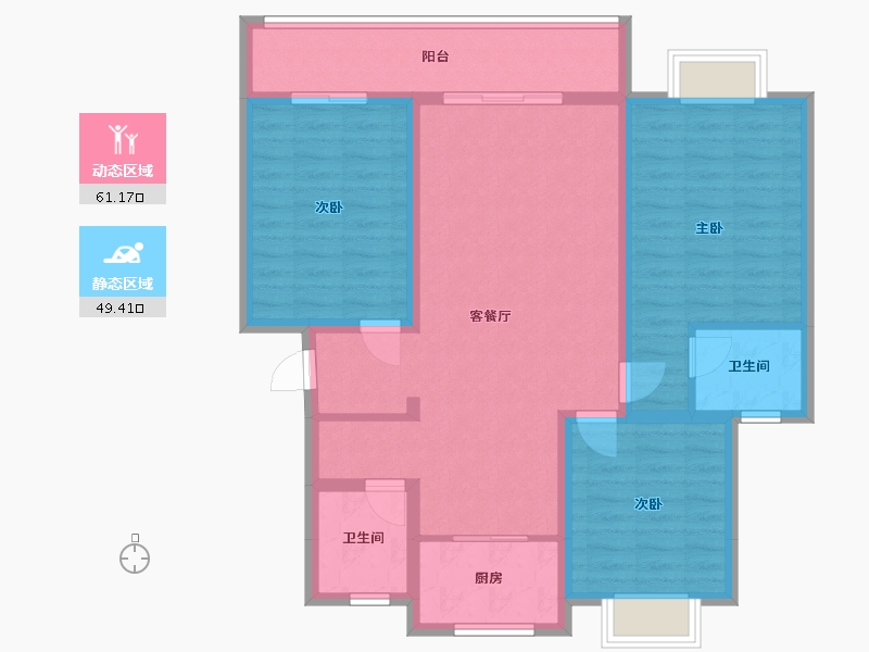 湖北省-孝感市-黄麦岭别苑二期-116.00-户型库-动静分区