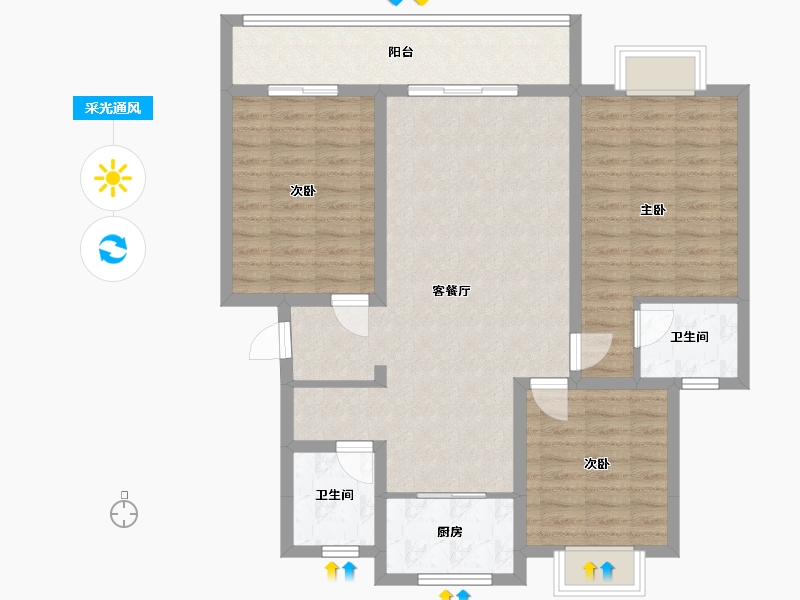 湖北省-孝感市-黄麦岭别苑二期-116.00-户型库-采光通风