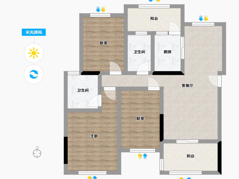 四川省-南充市-富春山居-88.00-户型库-采光通风