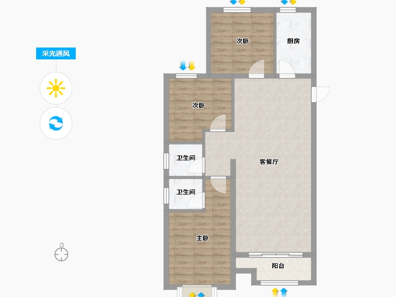 山西省-临汾市-唐霸一号-91.00-户型库-采光通风