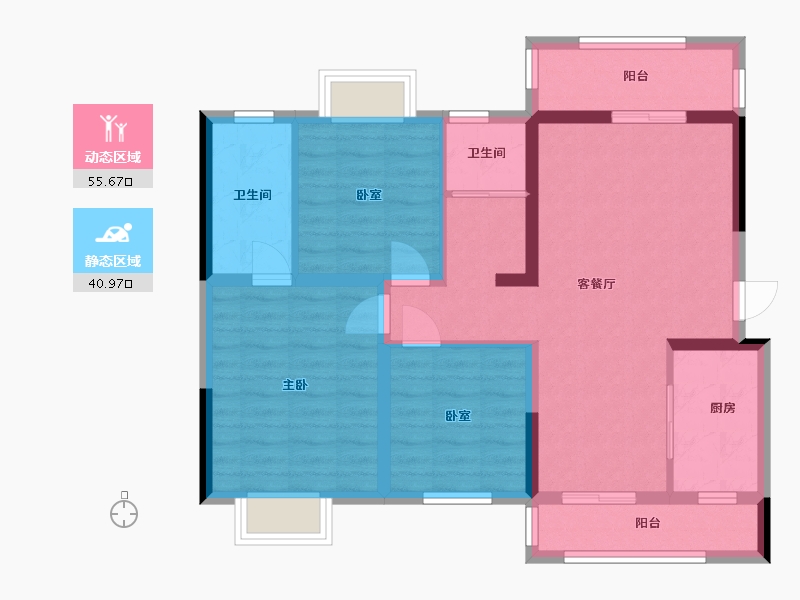 贵州省-遵义市-金科-89.25-户型库-动静分区