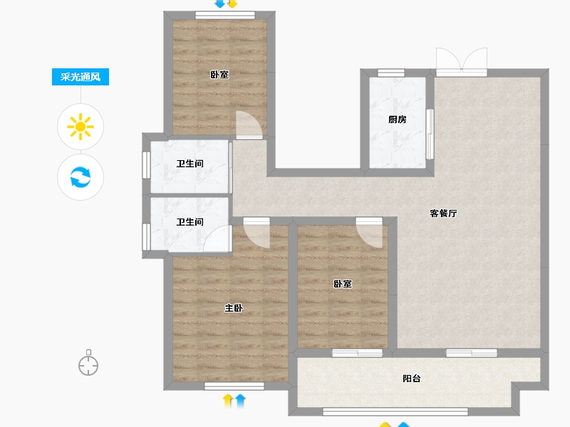 河南省-安阳市-元泰清华园-88.00-户型库-采光通风