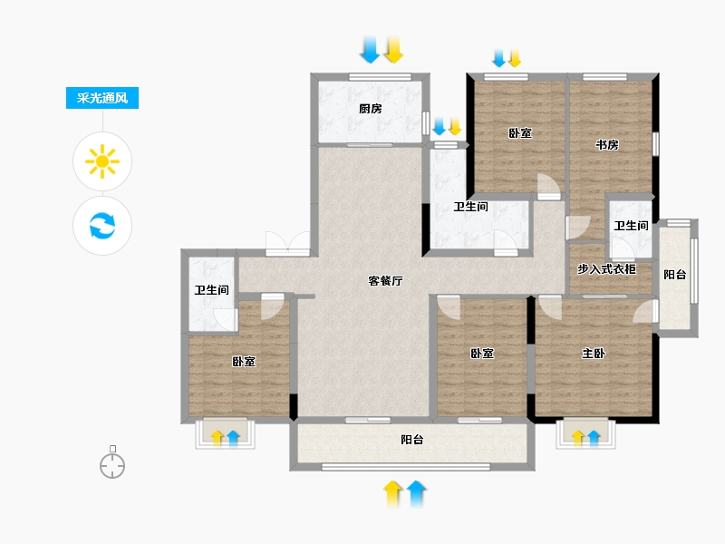 山东省-潍坊市-中房爱悦城-152.80-户型库-采光通风