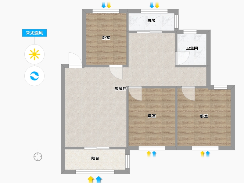 广东省-广州市-电子五所-宿舍-69.83-户型库-采光通风