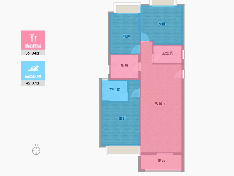 湖北省-黄石市-新西南国际花园-94.95-户型库-动静分区