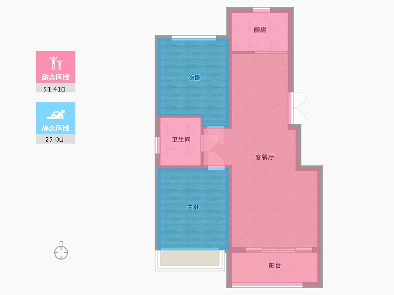 辽宁省-辽阳市-万象华庭-63.60-户型库-动静分区