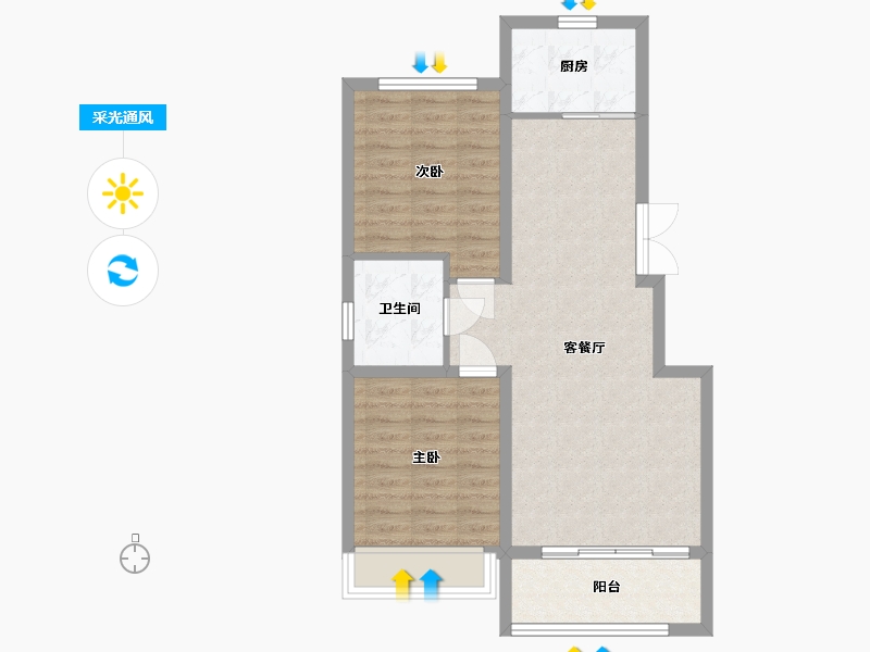 辽宁省-辽阳市-万象华庭-63.60-户型库-采光通风