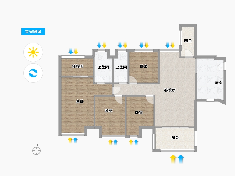 广东省-中山市-佳境康城-95.20-户型库-采光通风