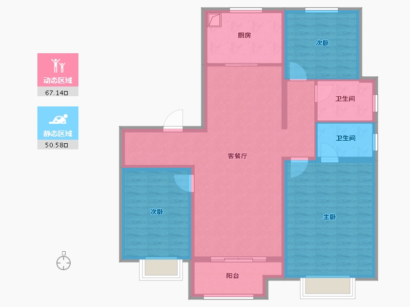 河北省-唐山市-新城澜悦府-105.60-户型库-动静分区