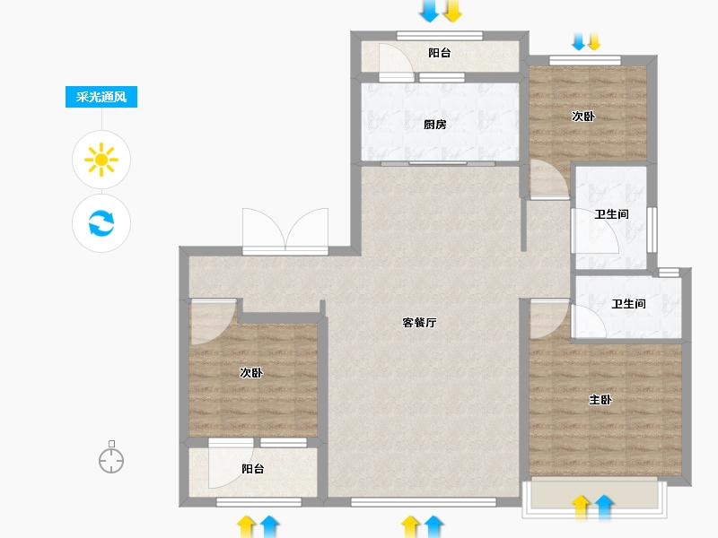 山东省-青岛市-海尔产城创奥园翡翠云城-112.00-户型库-采光通风