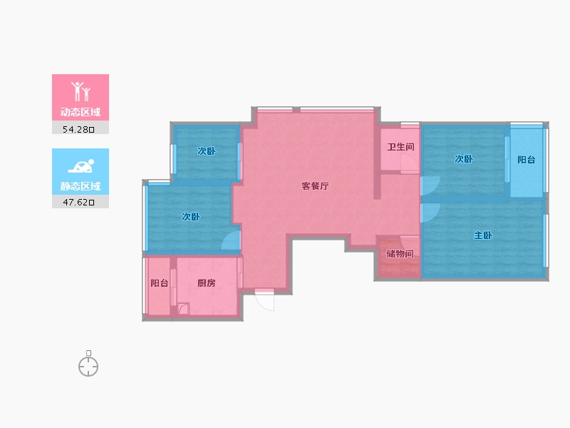 浙江省-宁波市-宝龙雅戈尔江汇城-94.40-户型库-动静分区