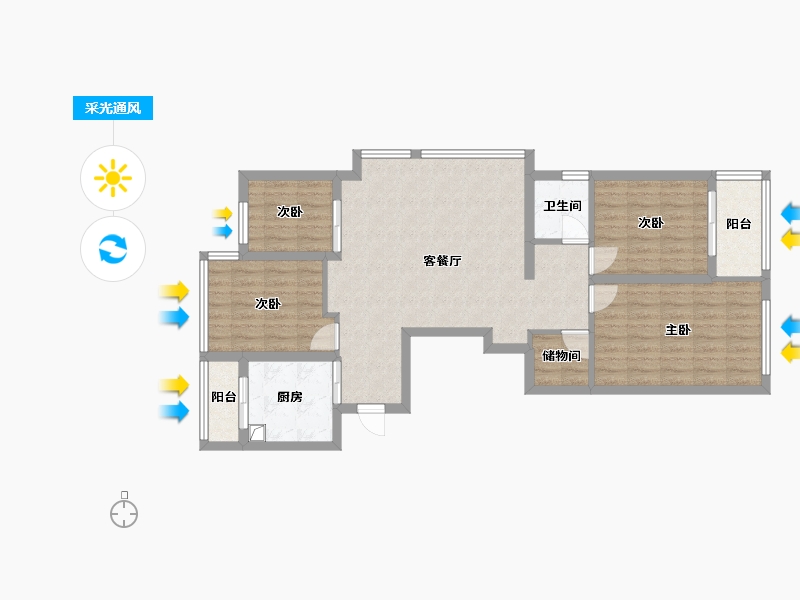 浙江省-宁波市-宝龙雅戈尔江汇城-94.40-户型库-采光通风