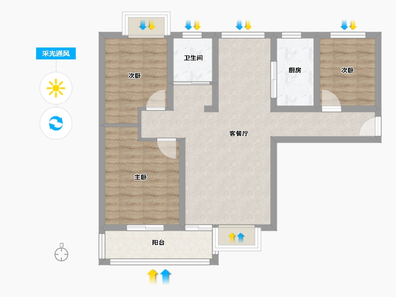 湖北省-武汉市-光谷理想城-81.60-户型库-采光通风