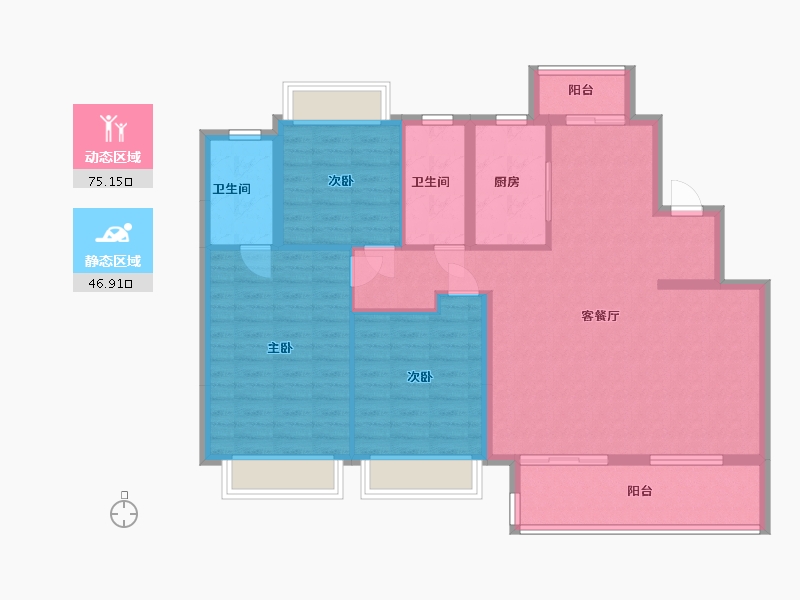 江苏省-南通市-秀泽园-110.40-户型库-动静分区