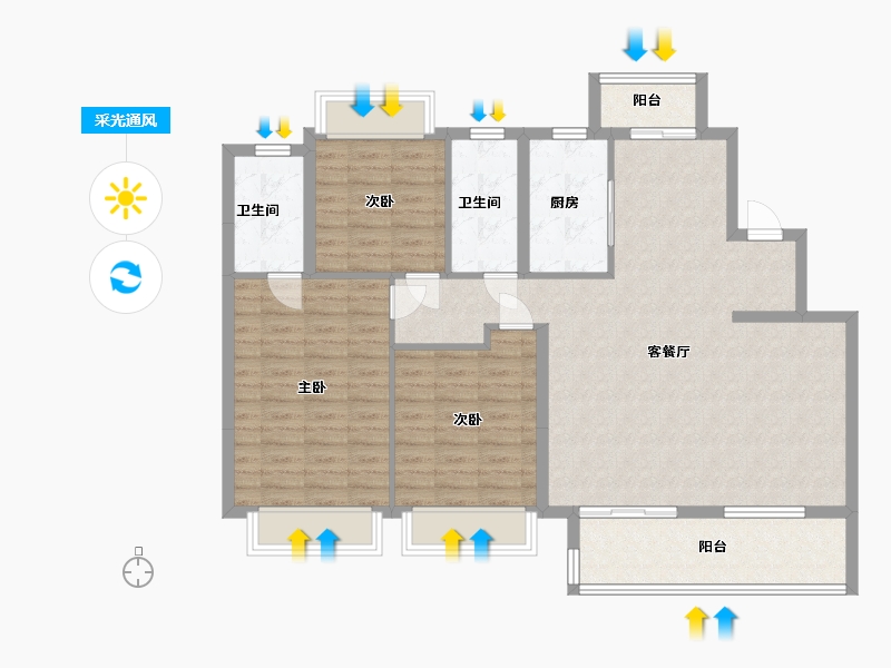 江苏省-南通市-秀泽园-110.40-户型库-采光通风