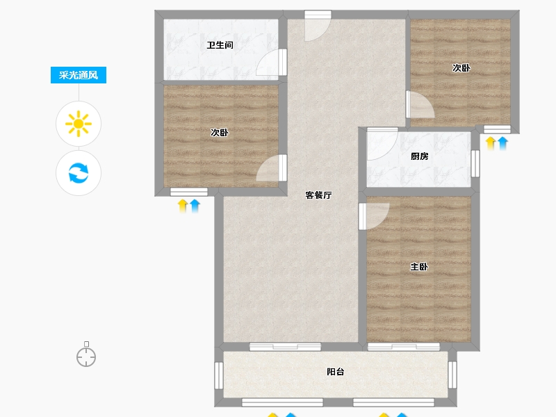 河北省-邢台市-天一上城-86.40-户型库-采光通风