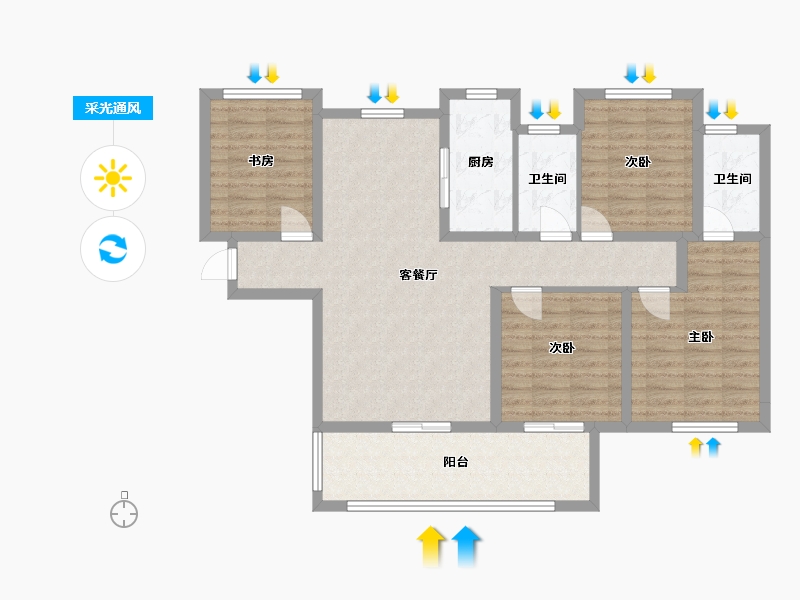 湖南省-常德市-闽鸿江山樾-126.00-户型库-采光通风